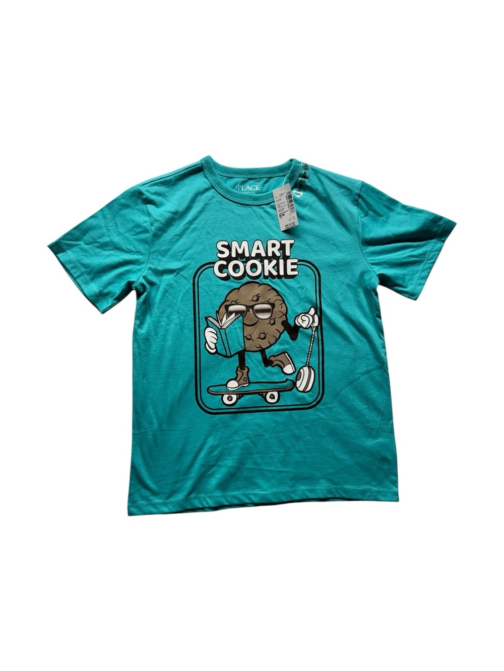 The Children’s Place Boys Smart Cookie Graphic T-Shirt Teal Size 7/8 NWT
